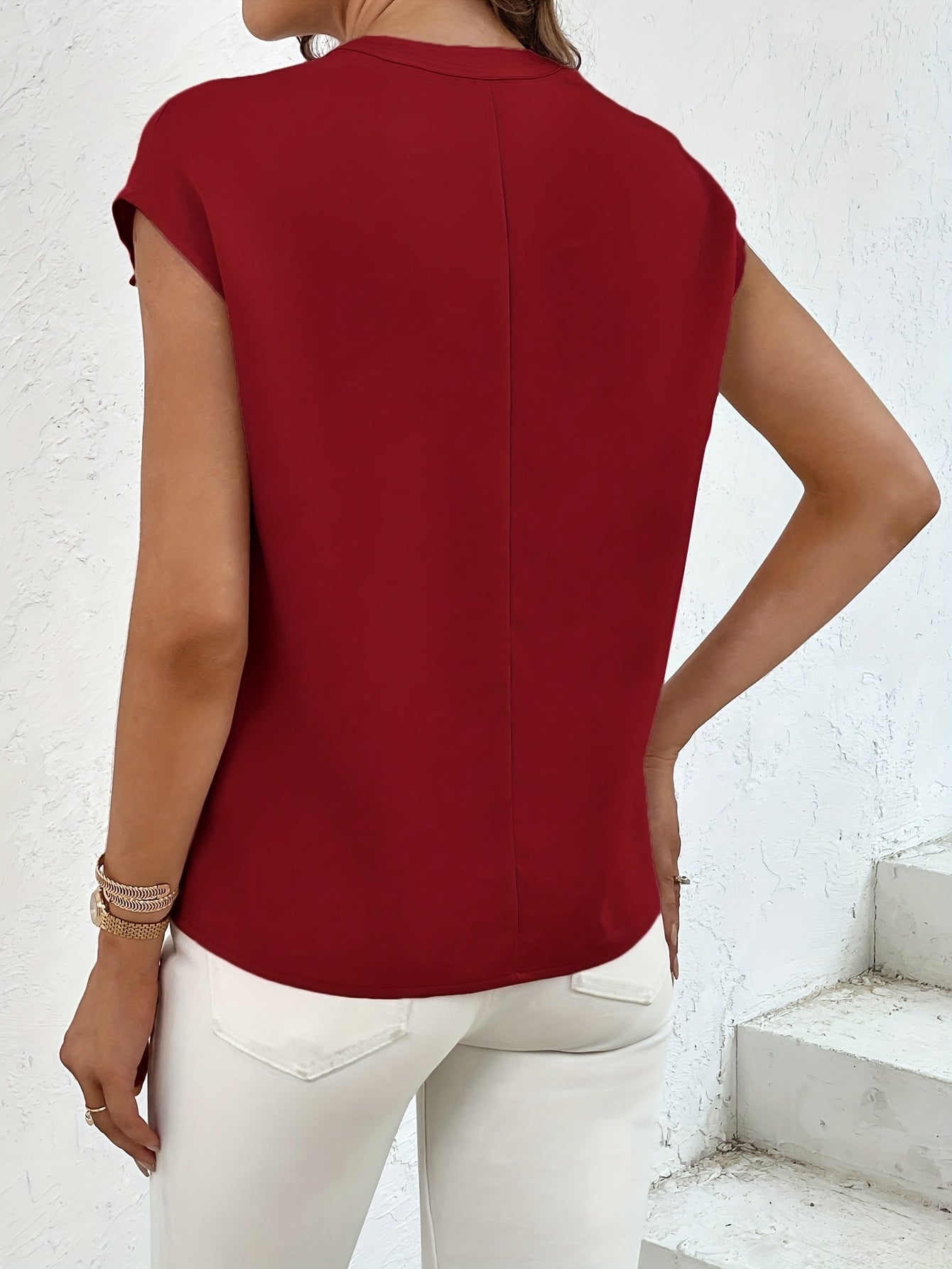 Marquita - Short Sleeve Pocket Button Blouse