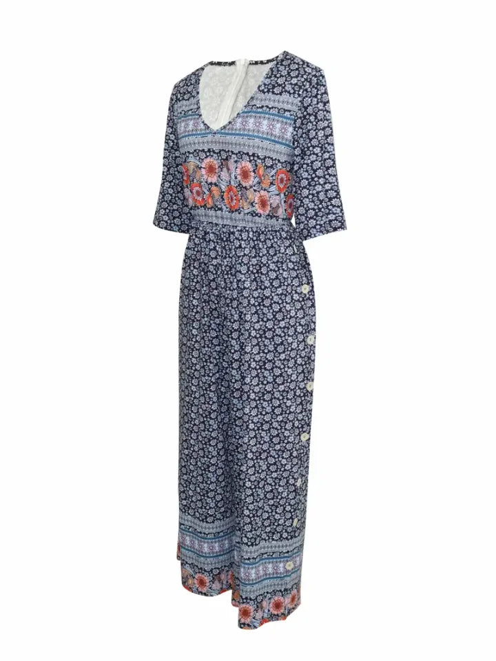 Nerina | Wide Leg Floral Print Jumpsuit