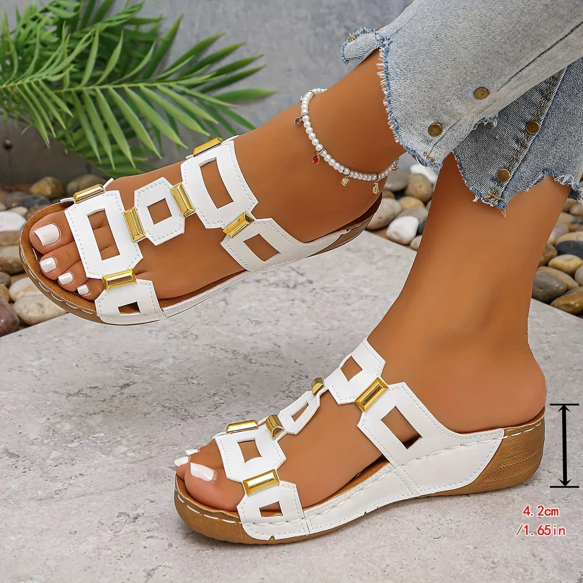 Norika | Open Toe Cutout Slide Sandals