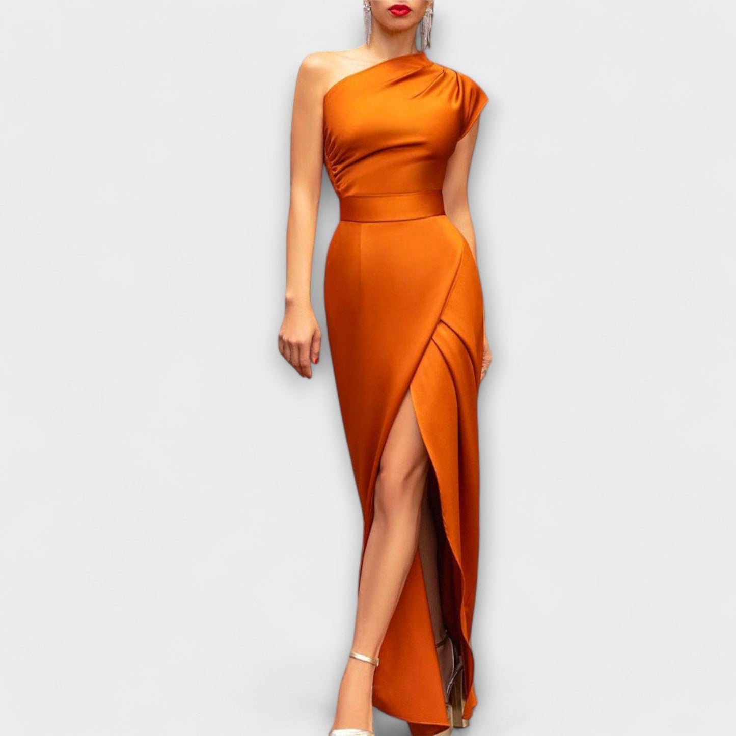 Nesibe | One Shoulder Maxi Dress High Slit