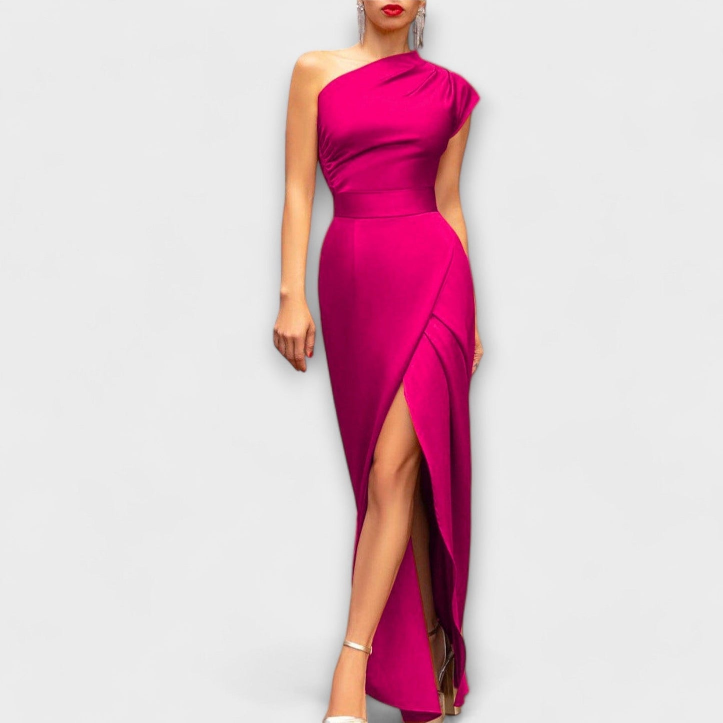 Nesibe | One Shoulder Maxi Dress High Slit
