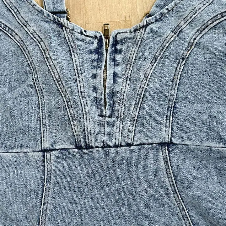 Janae | Denim Dress With Zip Front Side Slit