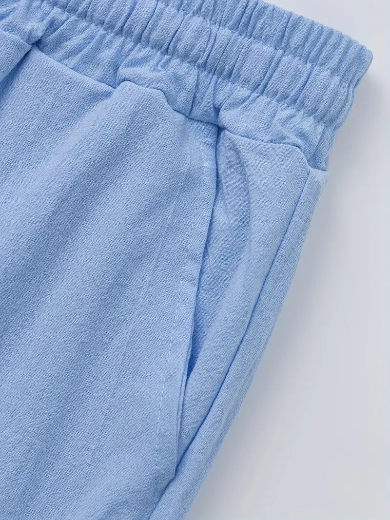 Babaev | Drawstring Wide Leg Casual Linen Pants