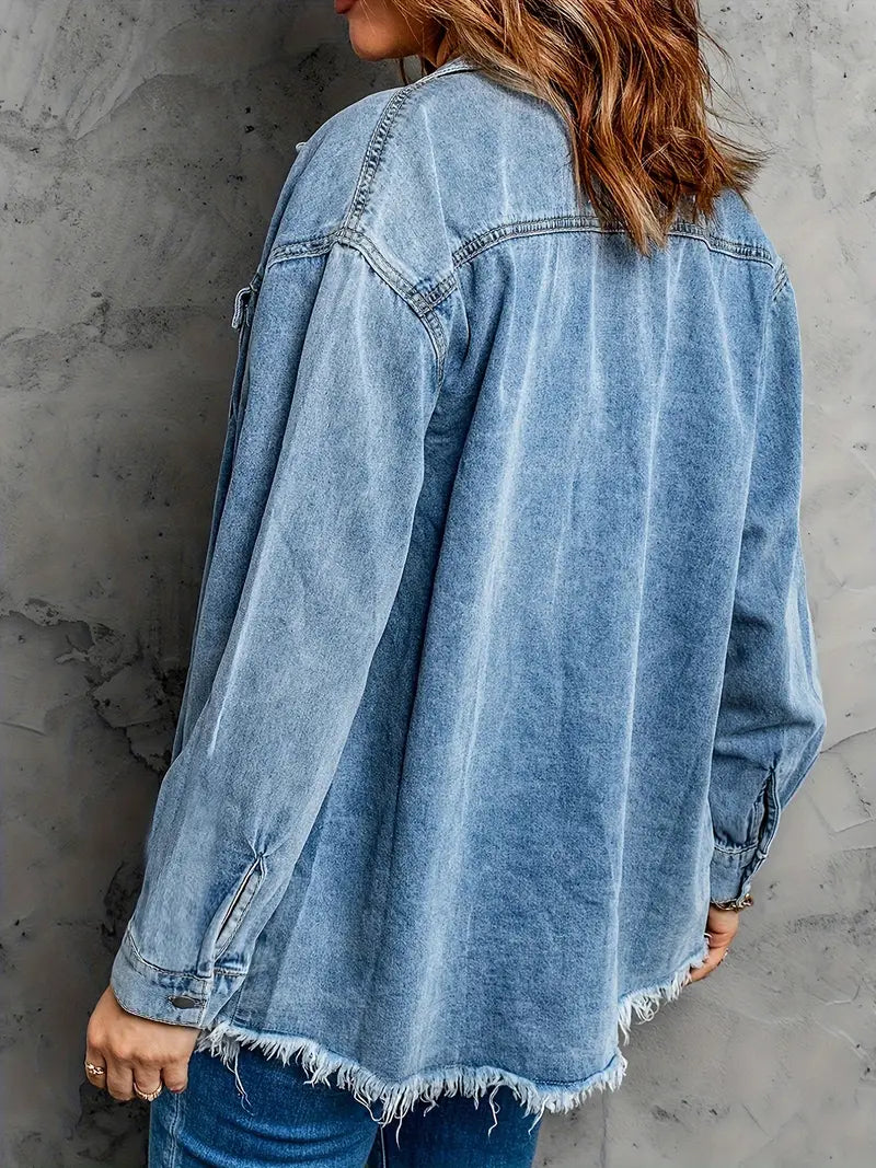 Malika | Denim Jacket with Long Sleeves and Pockets