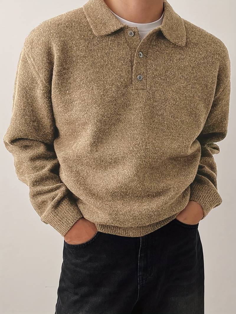 Eliran | Long Sleeve Textured Knit Polo Sweater