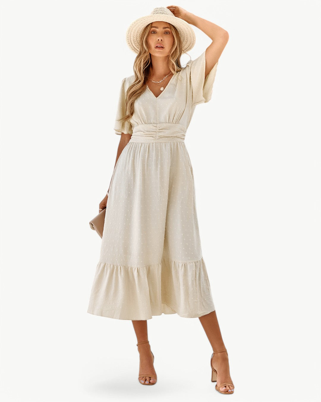Rameena | Midi Dress V Neck Short Sleeves