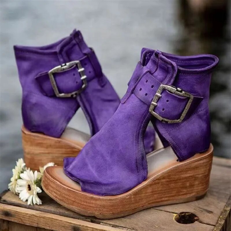 Ljudmila | Wedge Sandals With Buckle Ankle Strap