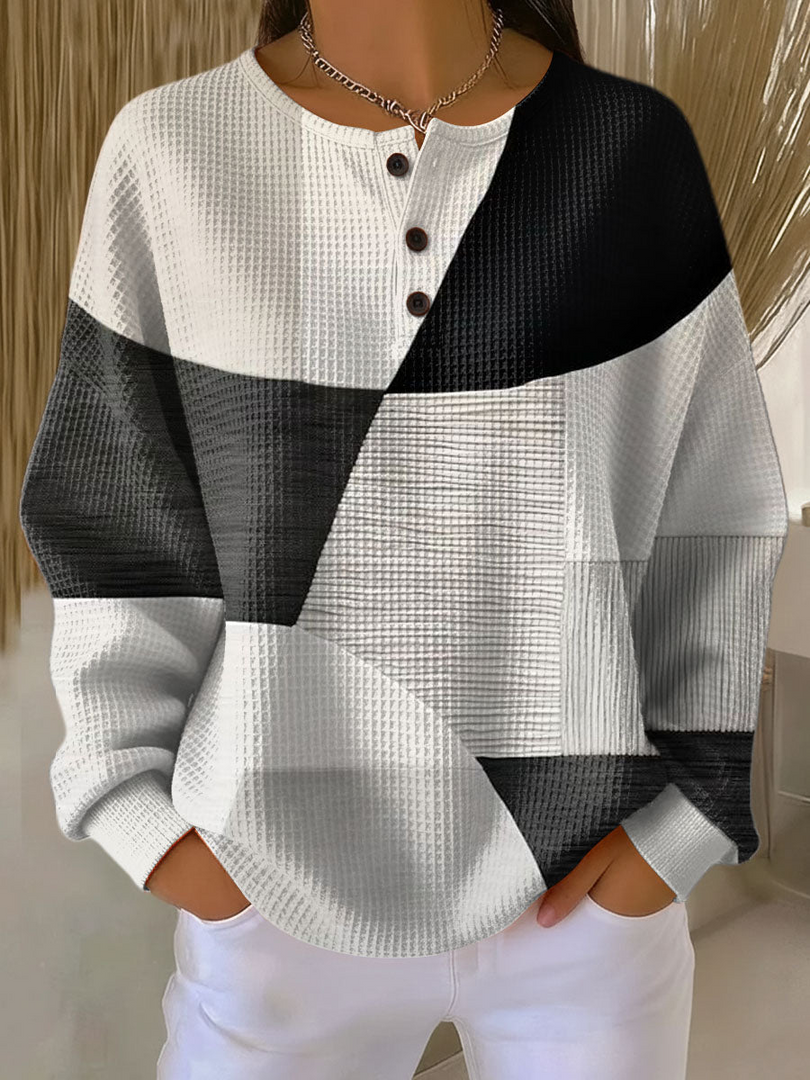 Willemijn | Waffle Knit Sweater With Assorted Prints