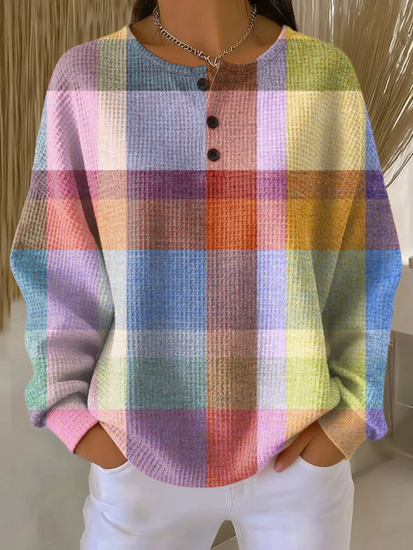 Willemijn | Waffle Knit Sweater With Assorted Prints