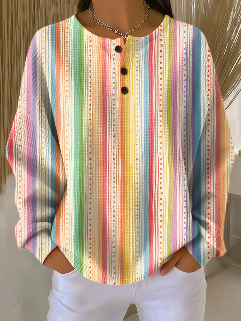 Willemijn | Waffle Knit Sweater With Assorted Prints