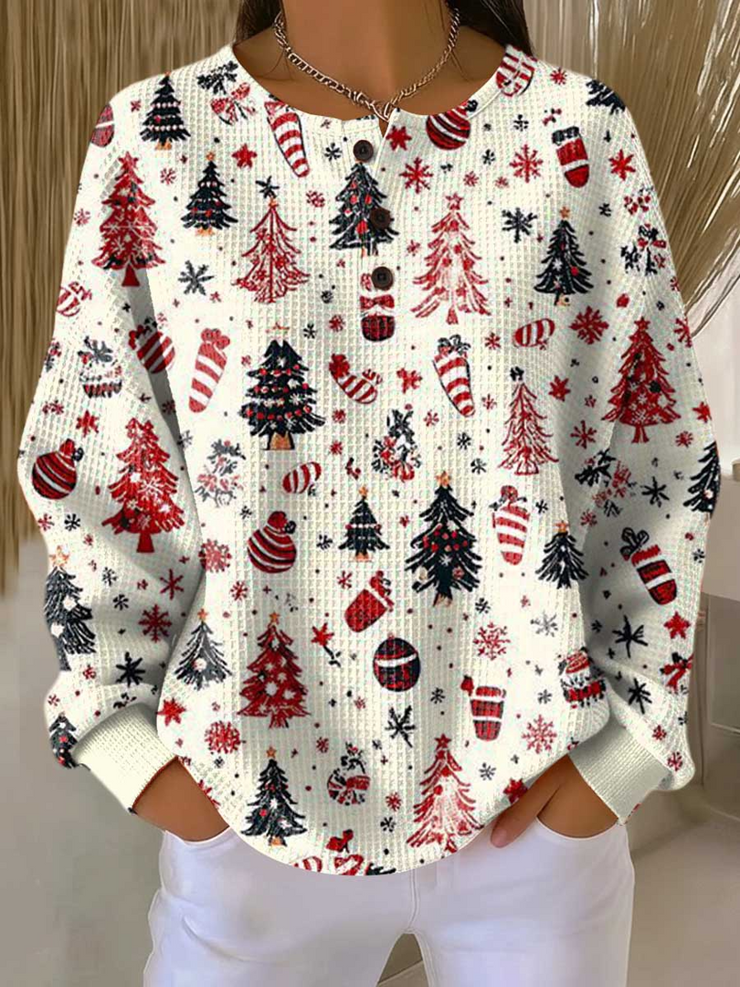 Willemijn | Waffle Knit Sweater With Assorted Prints