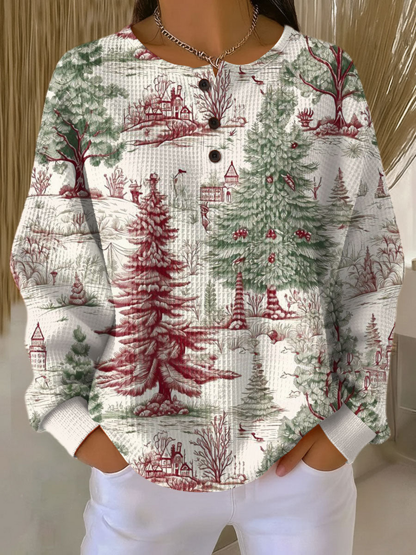 Willemijn | Waffle Knit Sweater With Assorted Prints