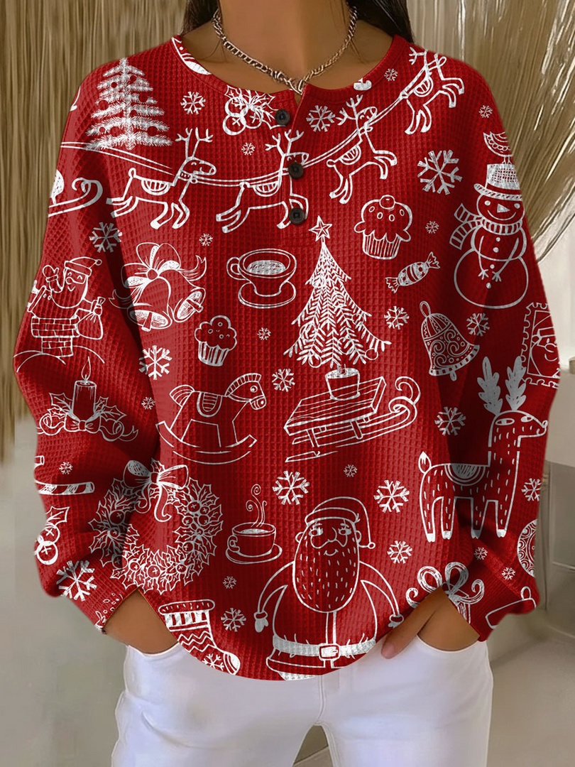 Willemijn | Waffle Knit Sweater With Assorted Prints