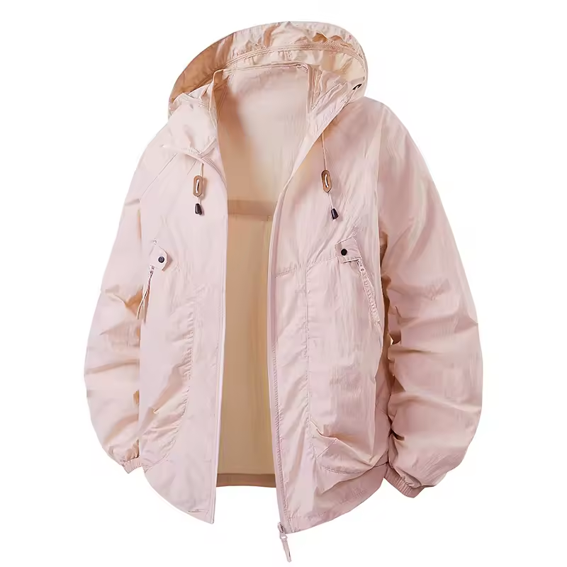 Vrenda | Hooded Lightweight Zip Front Windbreaker Jacket