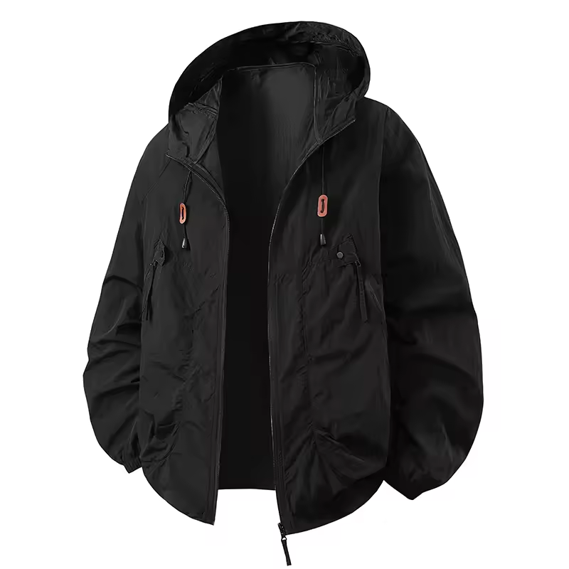 Vrenda | Hooded Lightweight Zip Front Windbreaker Jacket