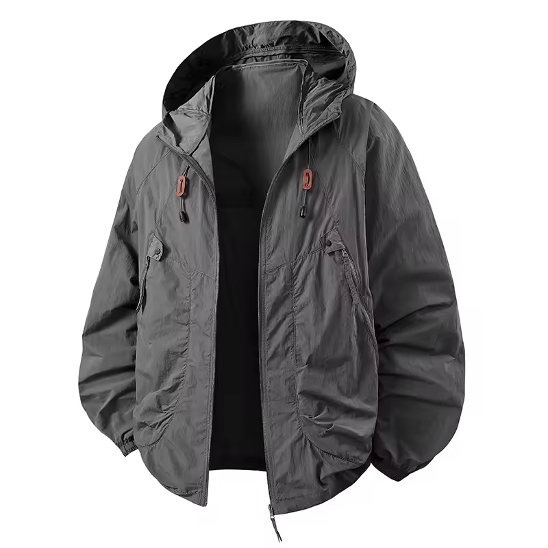 Vrenda | Hooded Lightweight Zip Front Windbreaker Jacket