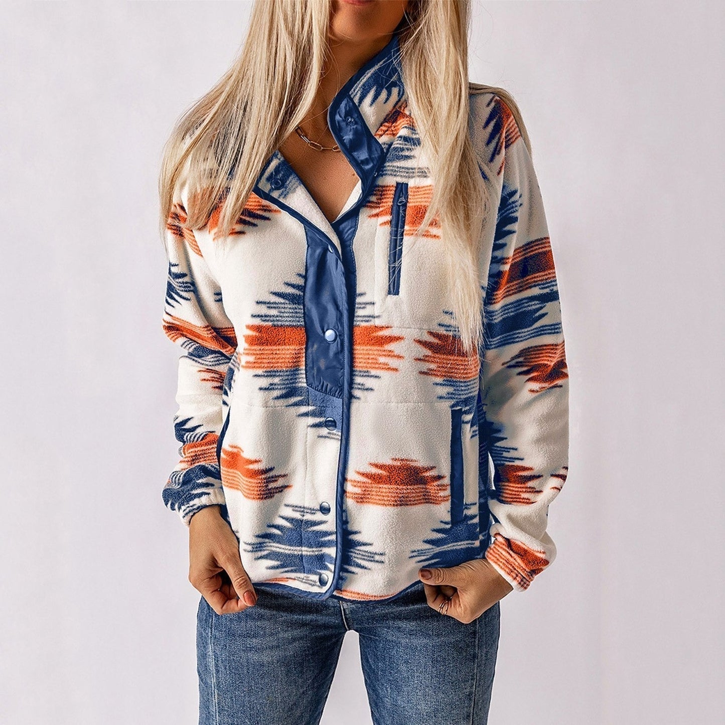 Demetria | Patterned Button Front Jacket
