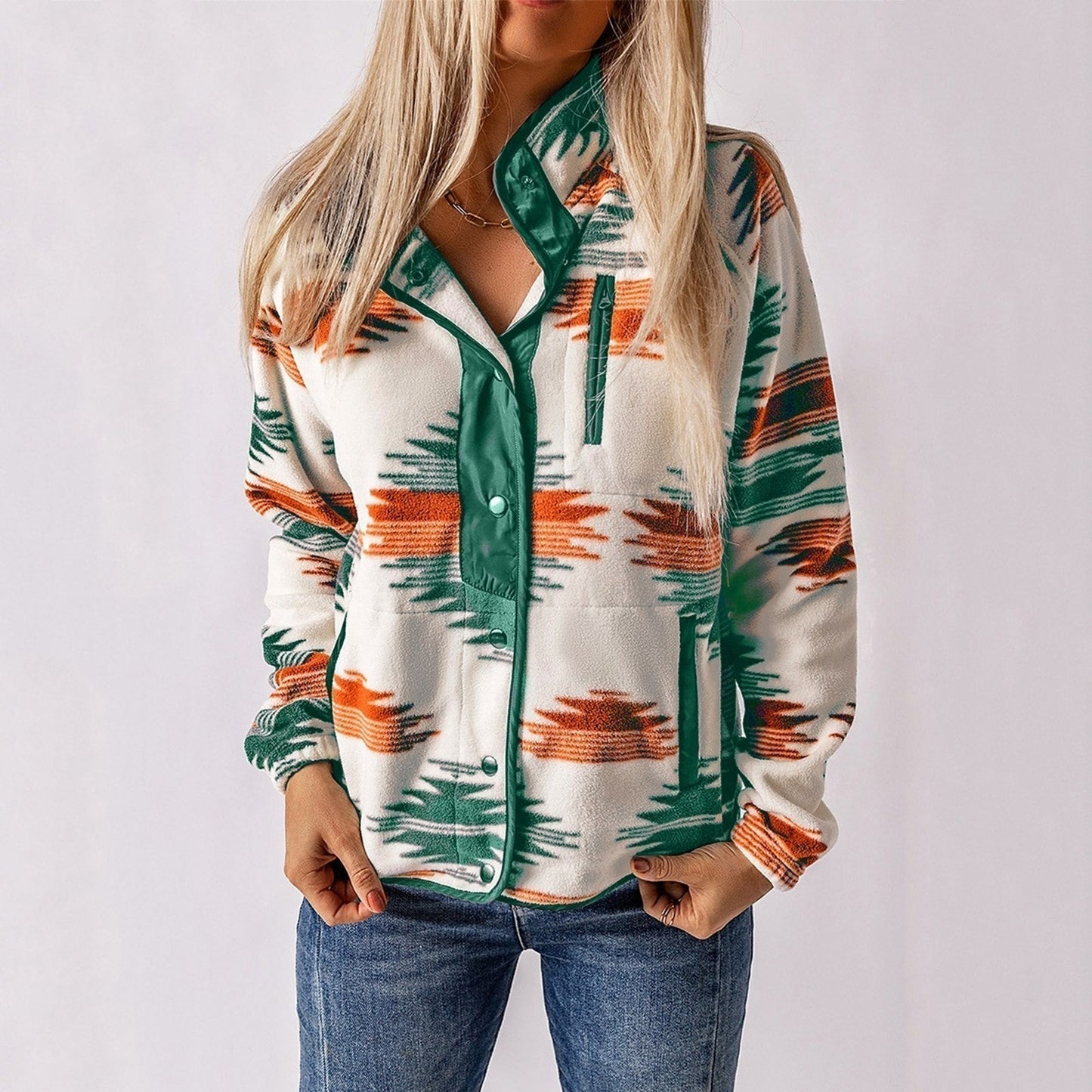 Demetria | Patterned Button Front Jacket