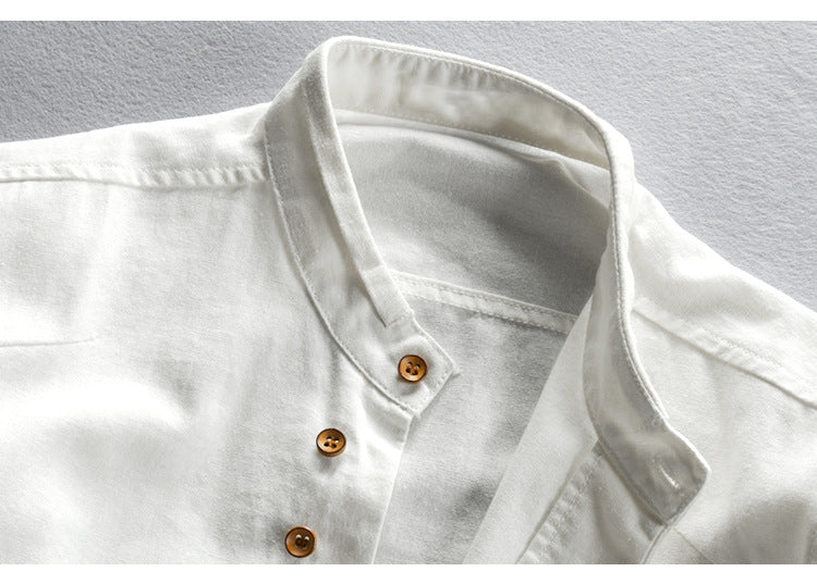 Tevin | Mandarin Collar Long Sleeve Button Shirt