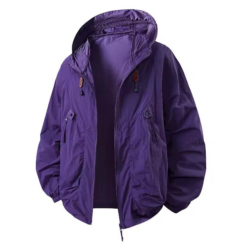 Vrenda | Hooded Lightweight Zip Front Windbreaker Jacket