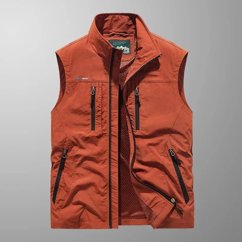 Albert | Vest Stand Collar Zip Front Multi Pocket