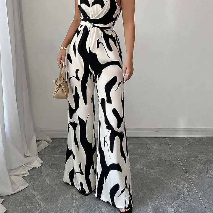 Jorinda | Wide Leg Backless Printed Jumpsuit