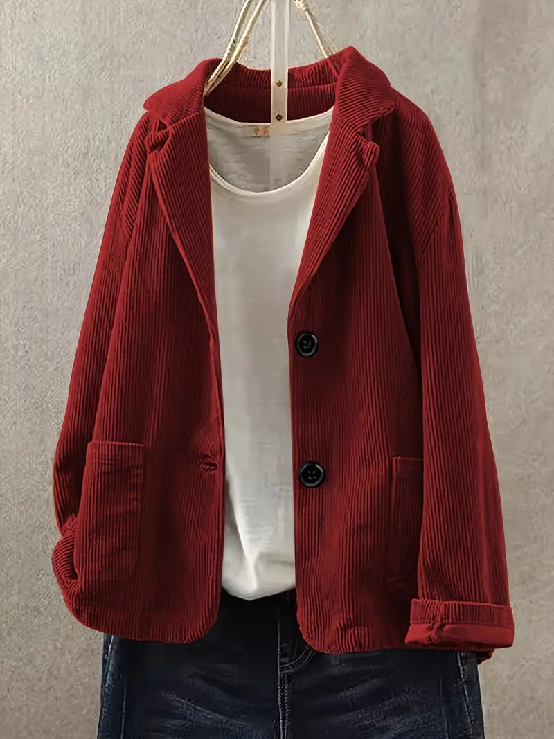 Nehara | Corduroy Blazer Jacket Long Sleeve Button Front
