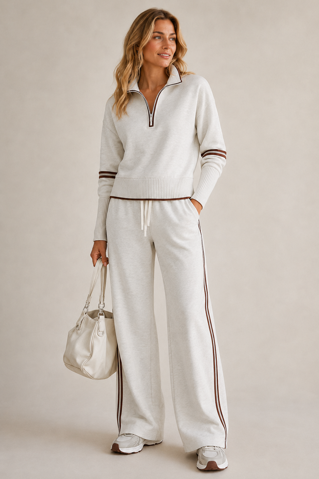 Laverne | Tracksuit with Quarter Zip and Contrast Stripes