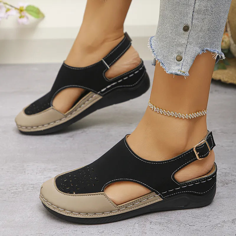 Anesa | Wedge Sandals Closed Toe Cutout Design