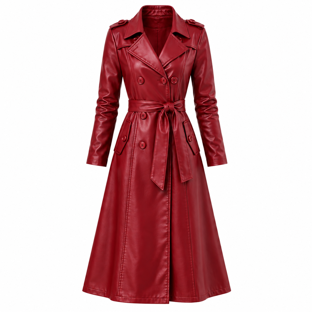 Gelsomina | Trench Coat With Belted Leather-Look Finish