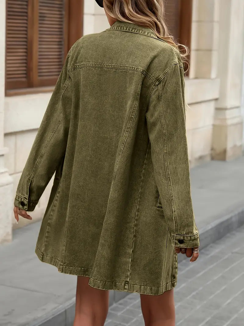 Tacie | Denim Long Sleeve Button-Front Jacket