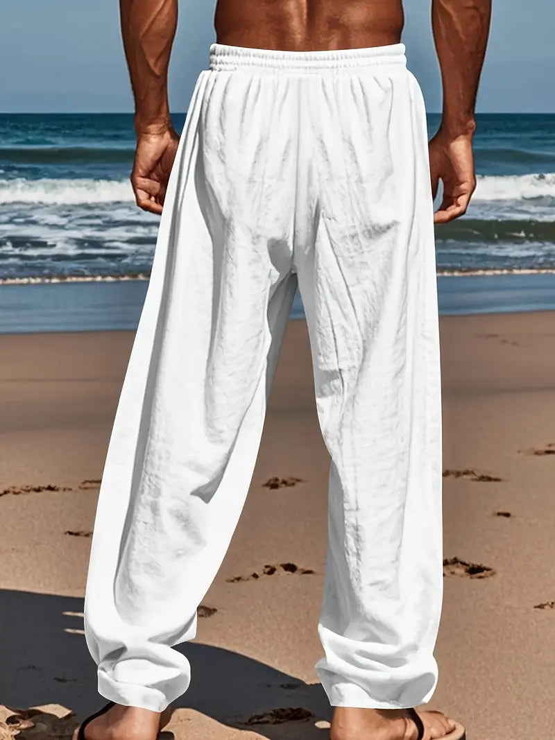 Babaev | Drawstring Wide Leg Casual Linen Pants