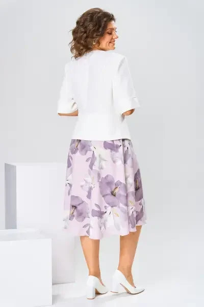 Barnes | Midi Dress White Jacket Floral Skirt