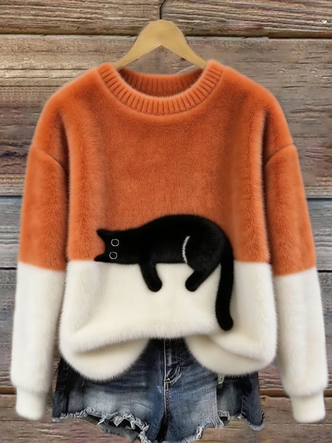 Kalisine | Casual Cat Graphic Sweater in Multiple Colors