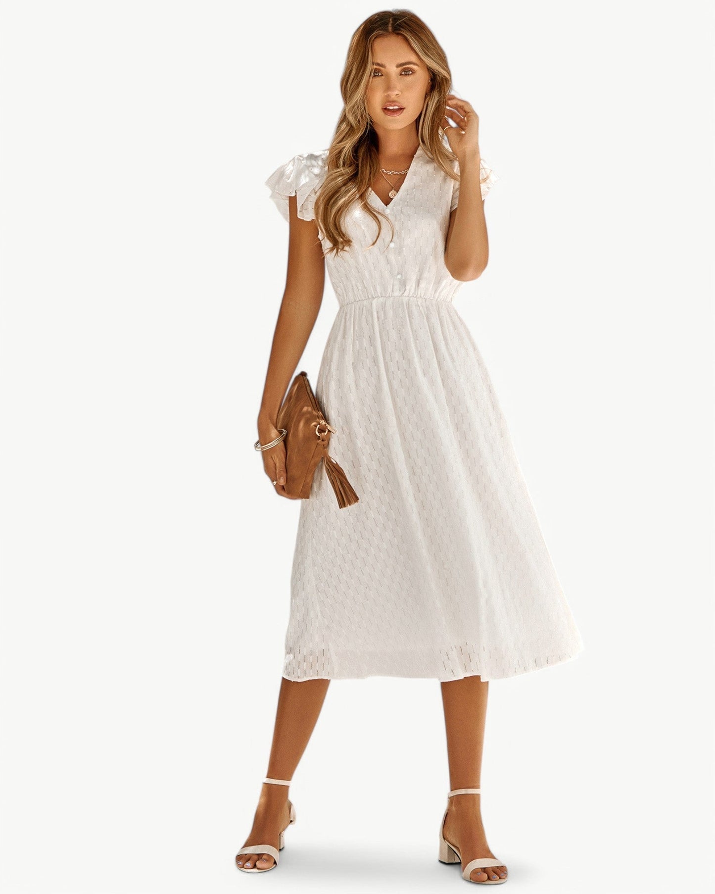Julieta | Midi Dress With Flutter Sleeves
