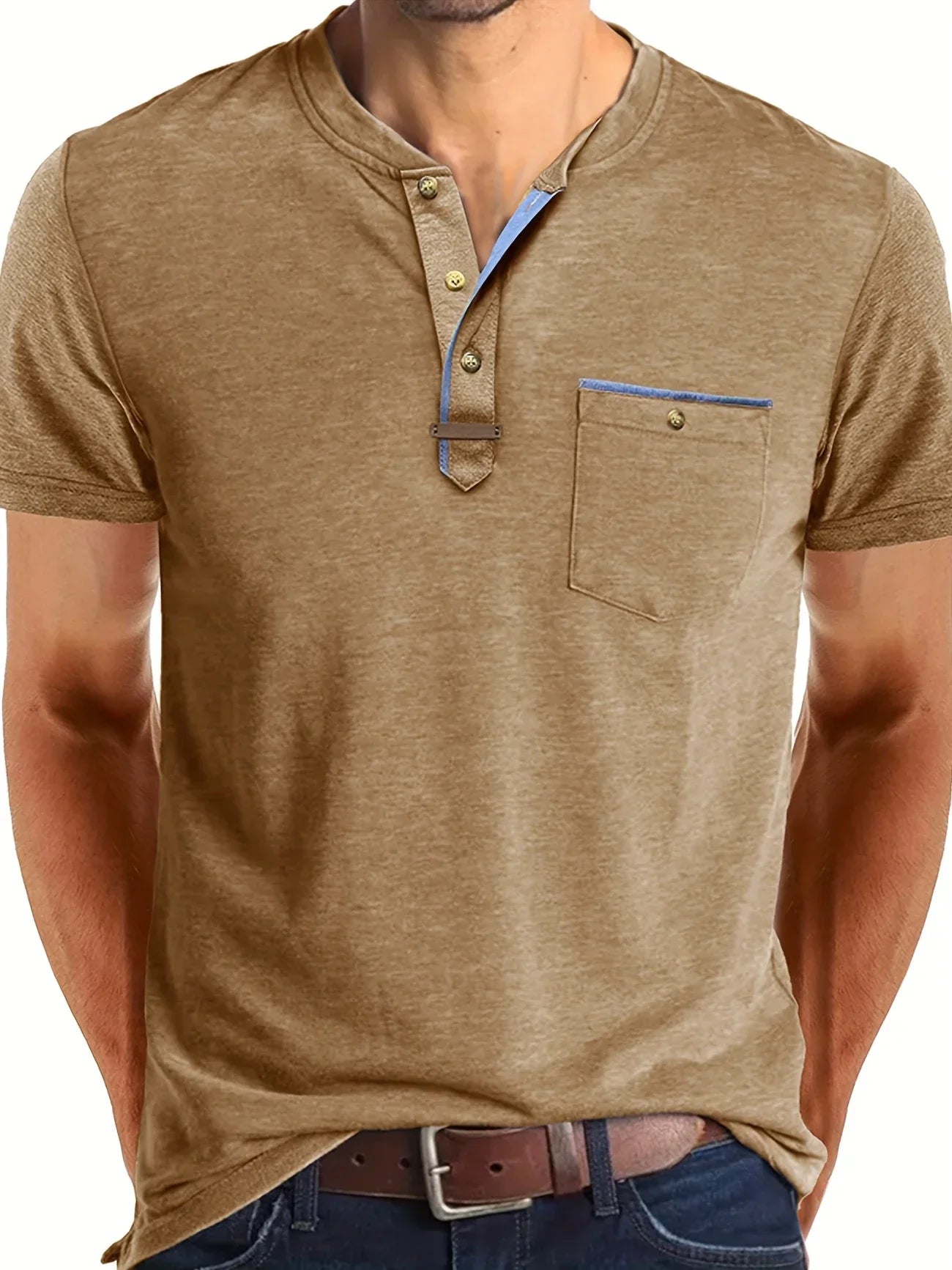 Saxon | Short Sleeve Pocket Henley T Shirt