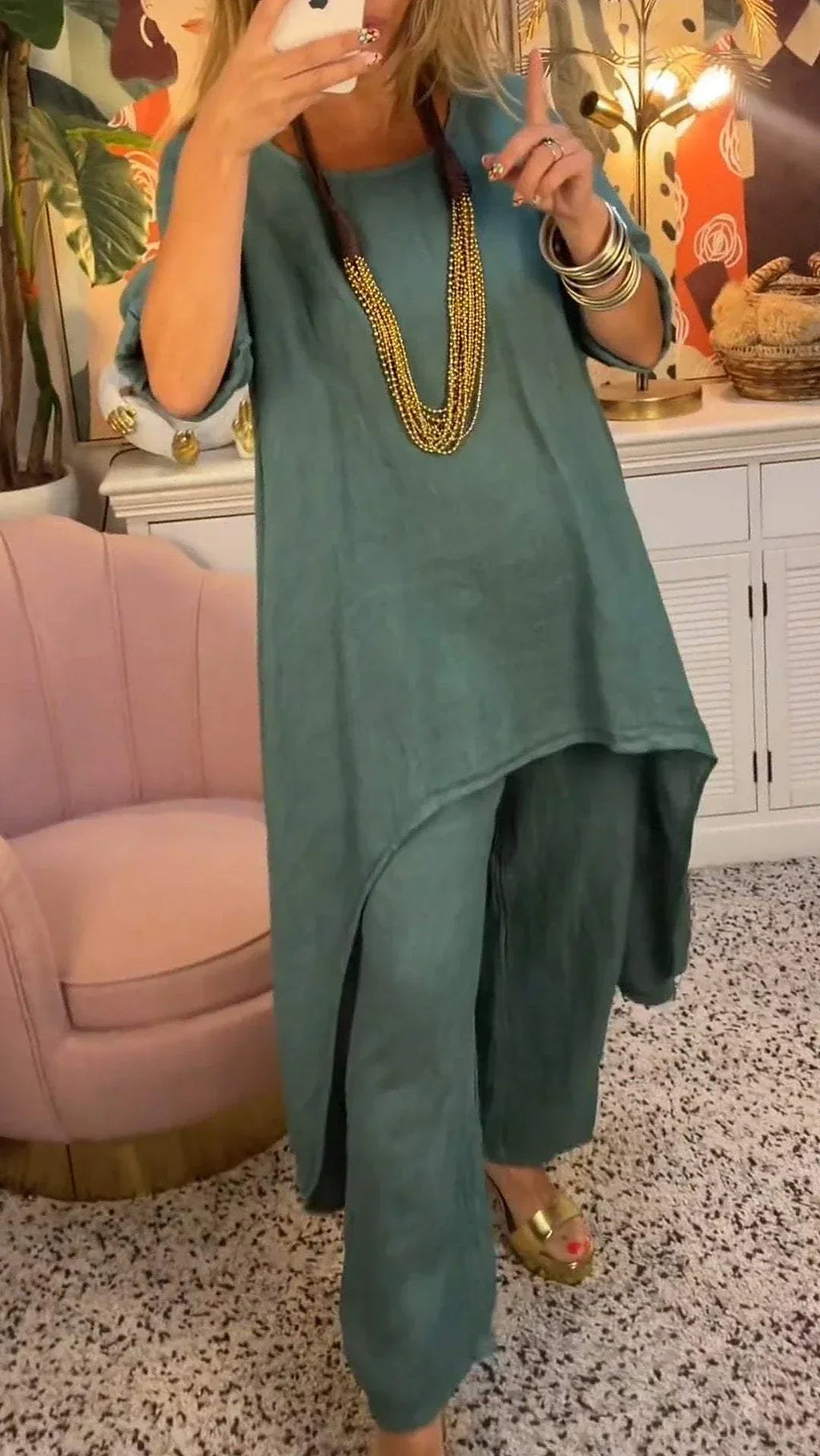 Maryla | Two Piece Asymmetric Tunic Pants Set