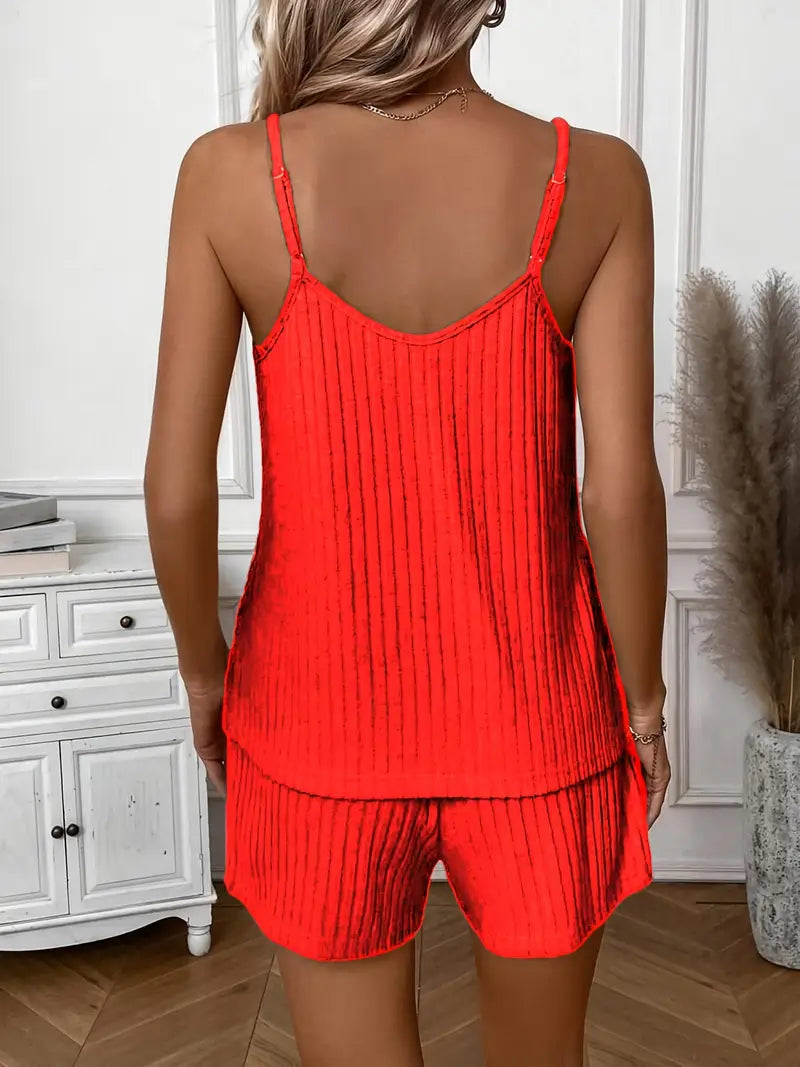 Isalie | Sleeveless Ribbed Drawstring Shorts Set