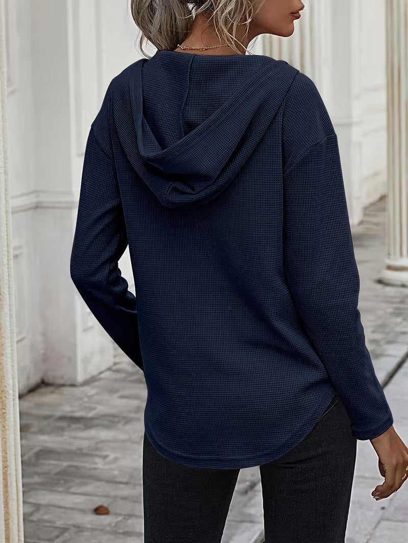 Heydi | Hooded Sweatshirt with V-Neck Curved Hem