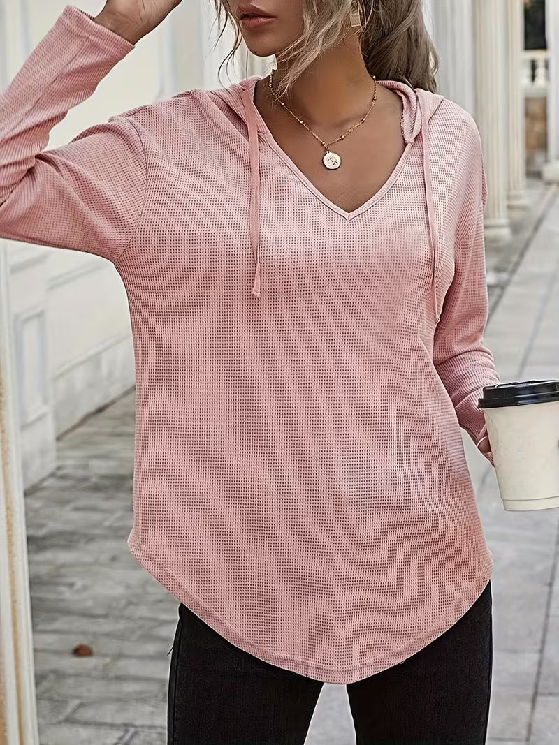 Heydi | Hooded Sweatshirt with V-Neck Curved Hem