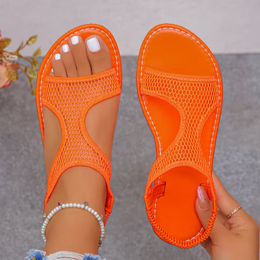 Alysin | Mesh Open Toe Flat Sandals