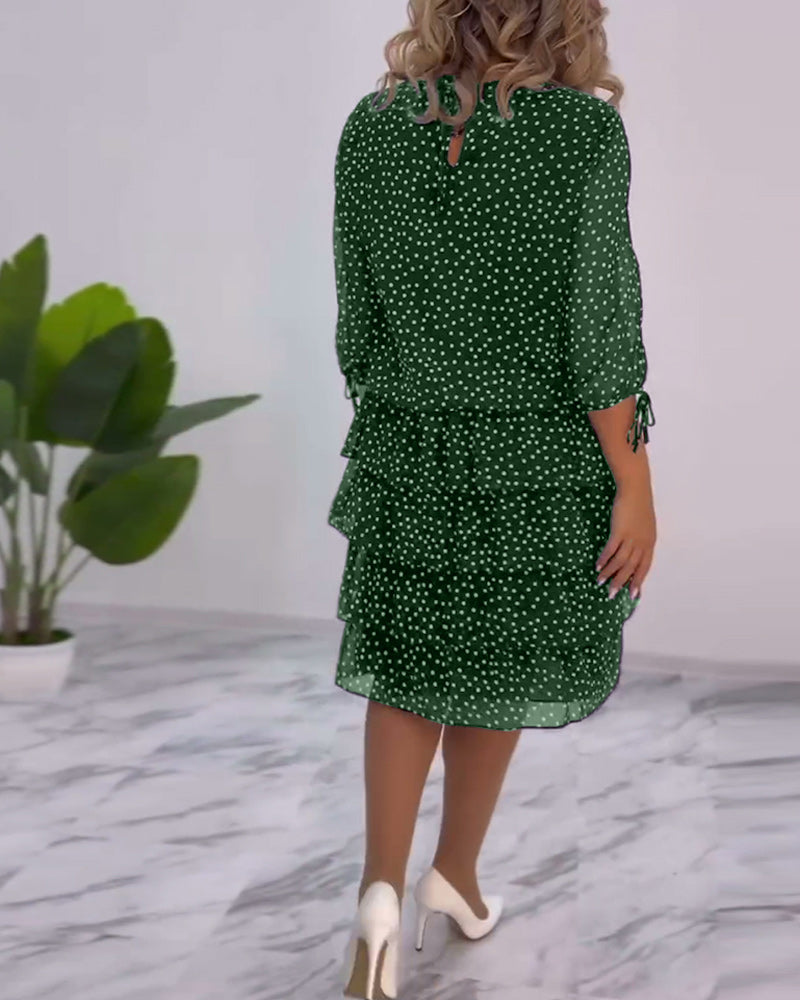 Meirit | Polka Dot Tiered Midi Dress