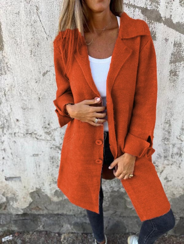 Baylea | Long Button Front Lapel Coat