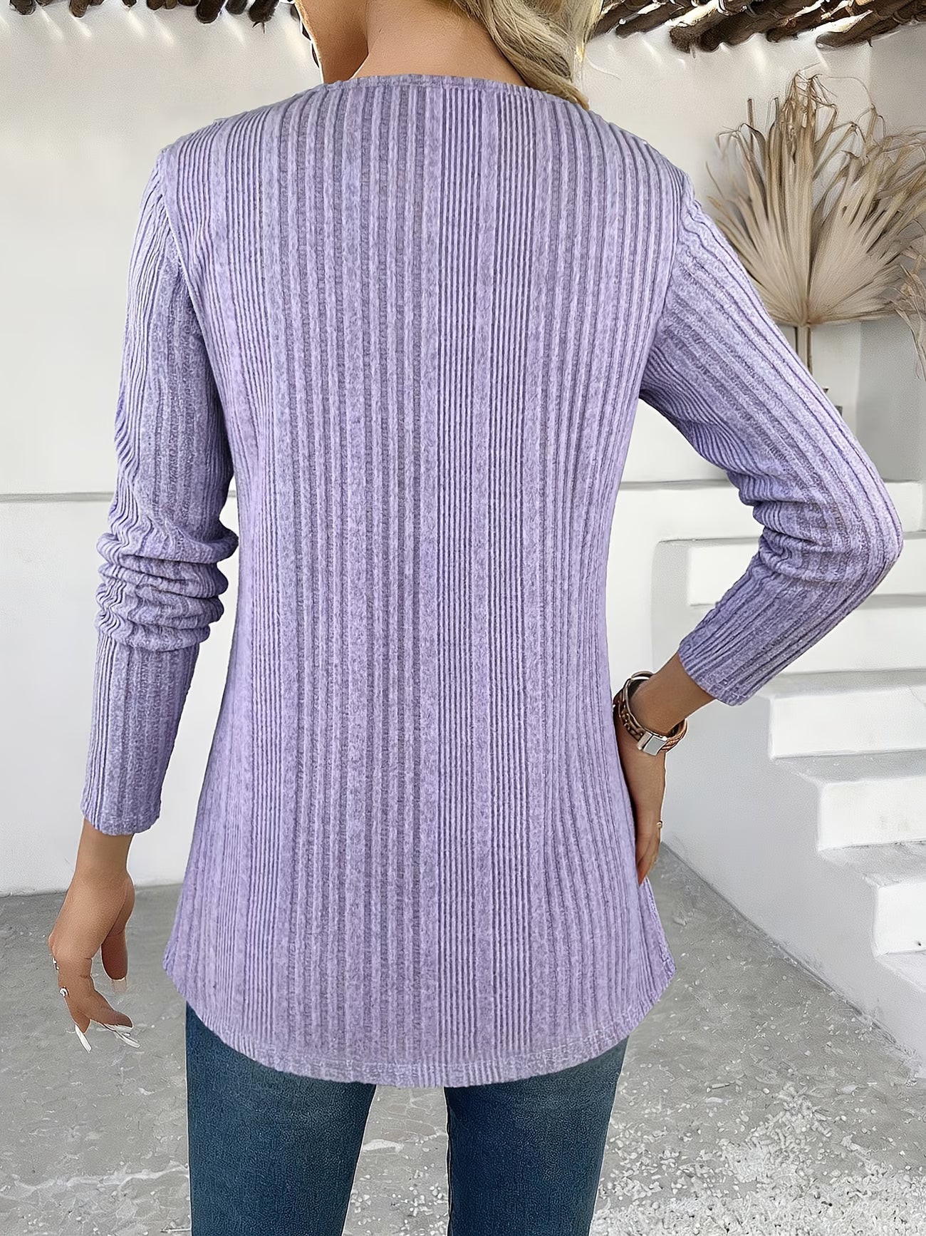 Lizeth | Long Sleeve Ribbed Pattern Tunic