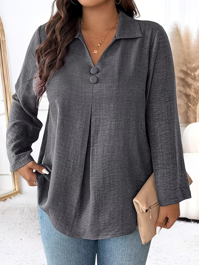 Noyelle | Long Sleeve V-Neck Button Blouse