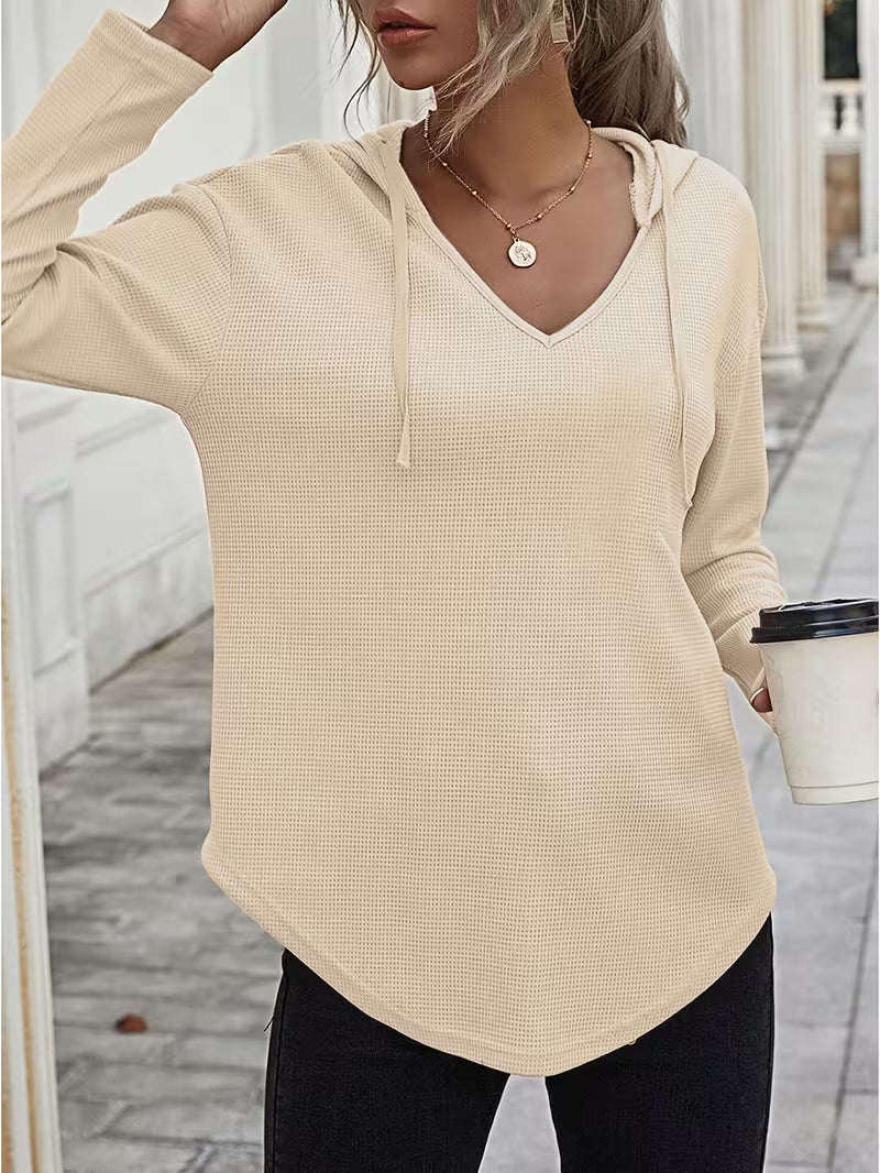Heydi | Hooded Sweatshirt with V-Neck Curved Hem