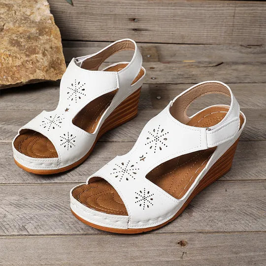 Setia | Wedge Sandals With Floral Cutout Design
