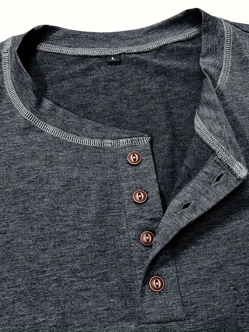 Orazio | Henley Short Sleeve Contrast Stitch Shirt