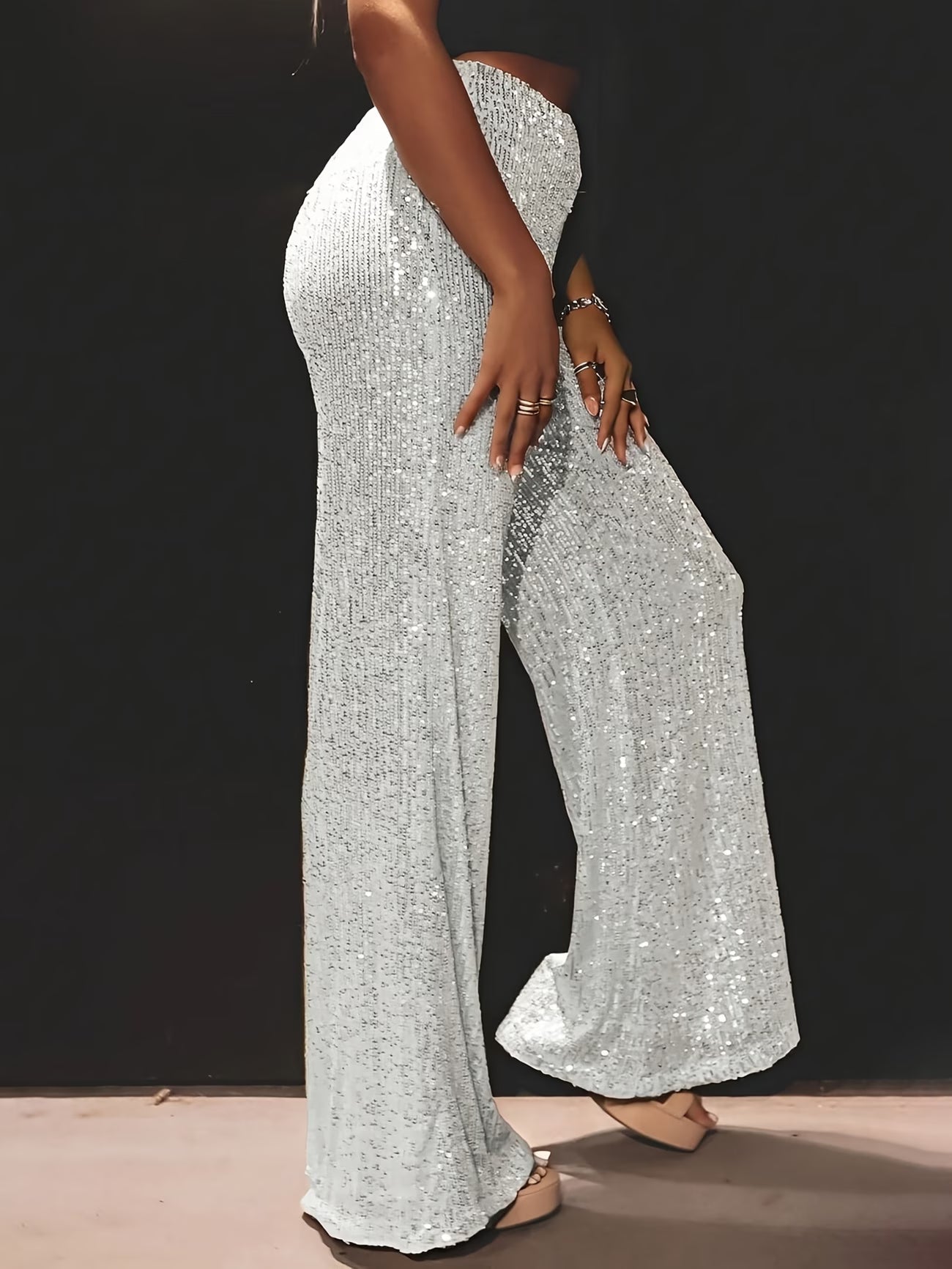 Tnora | Pants with Sequin Finish Wide Leg