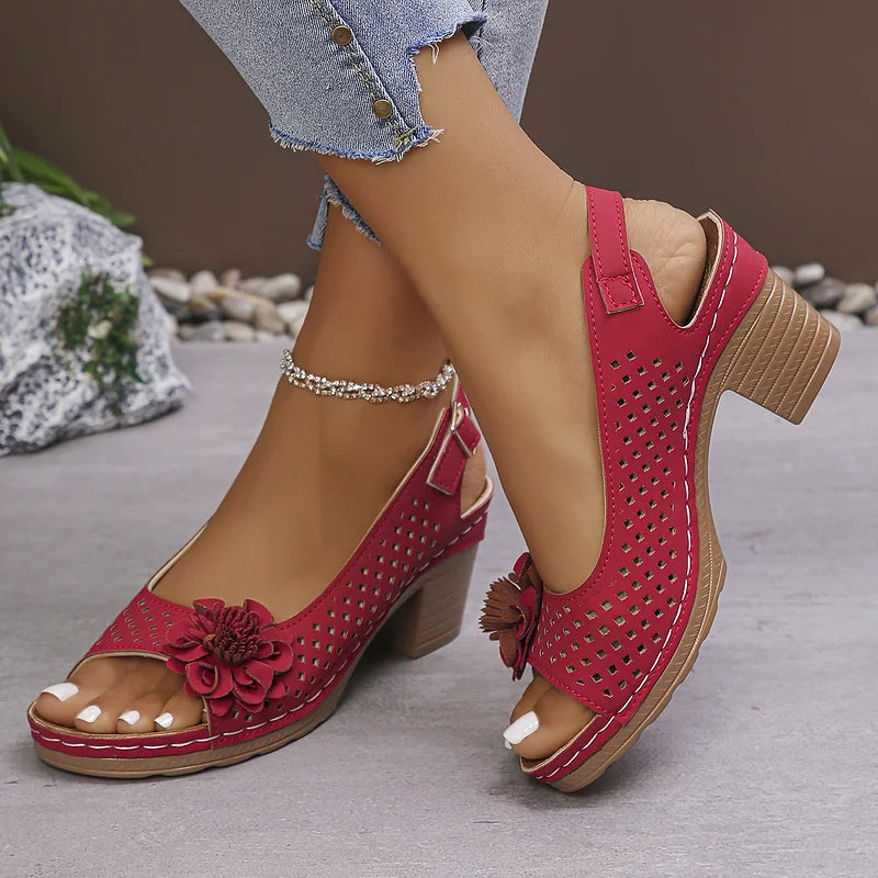 Imogen | Open Toe Slingback Block Heel Sandal
